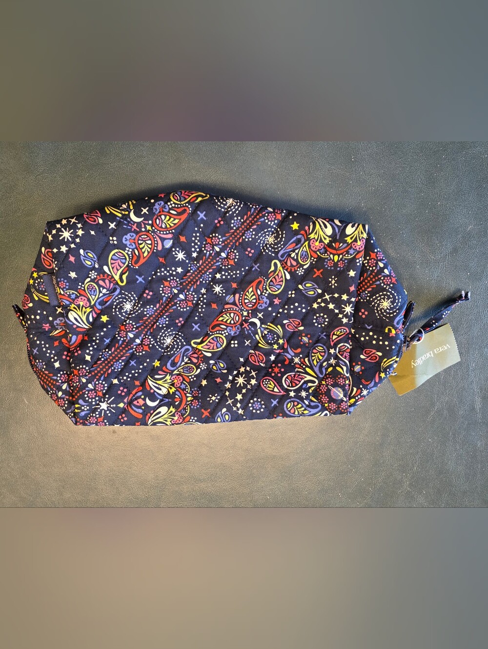 Vera Bradley Navy Floral Paisley Cosmetic Bag